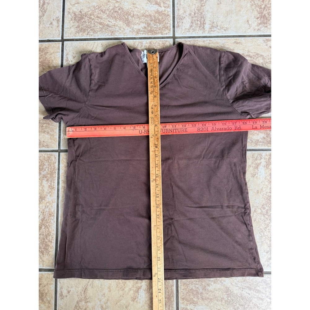 FLAX Womens Brown V-Neck Short Sleeve 100% Cotton T-Shirt Size Medium USA Made - Picture 3 of 8